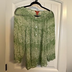 XL Sheer Green Print Top from Sundance